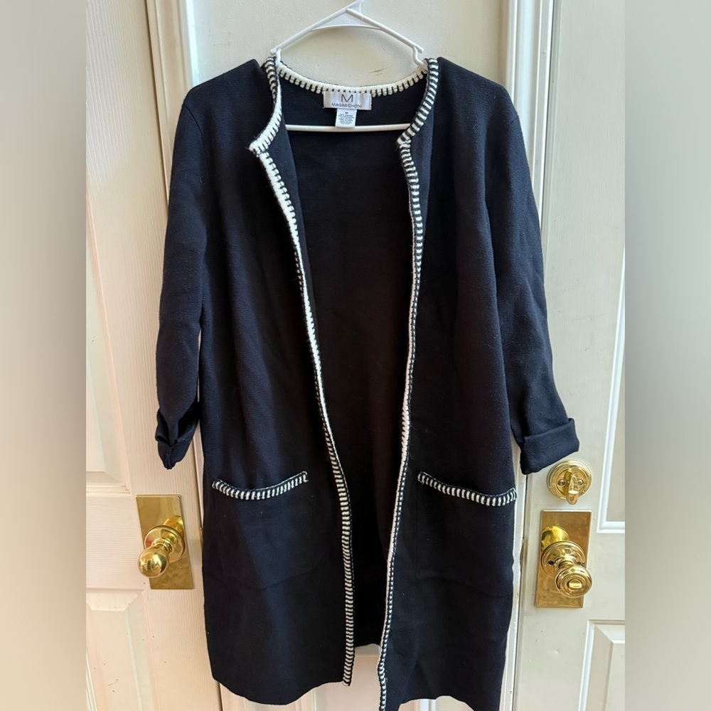 Magaschoni Open Front Whipstitch Cardigan